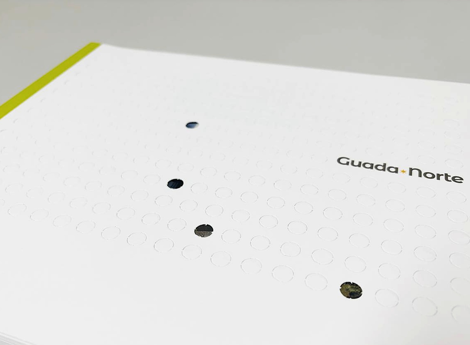 Detalle fotográfico de la cubierta troquelada de GuadaNorte