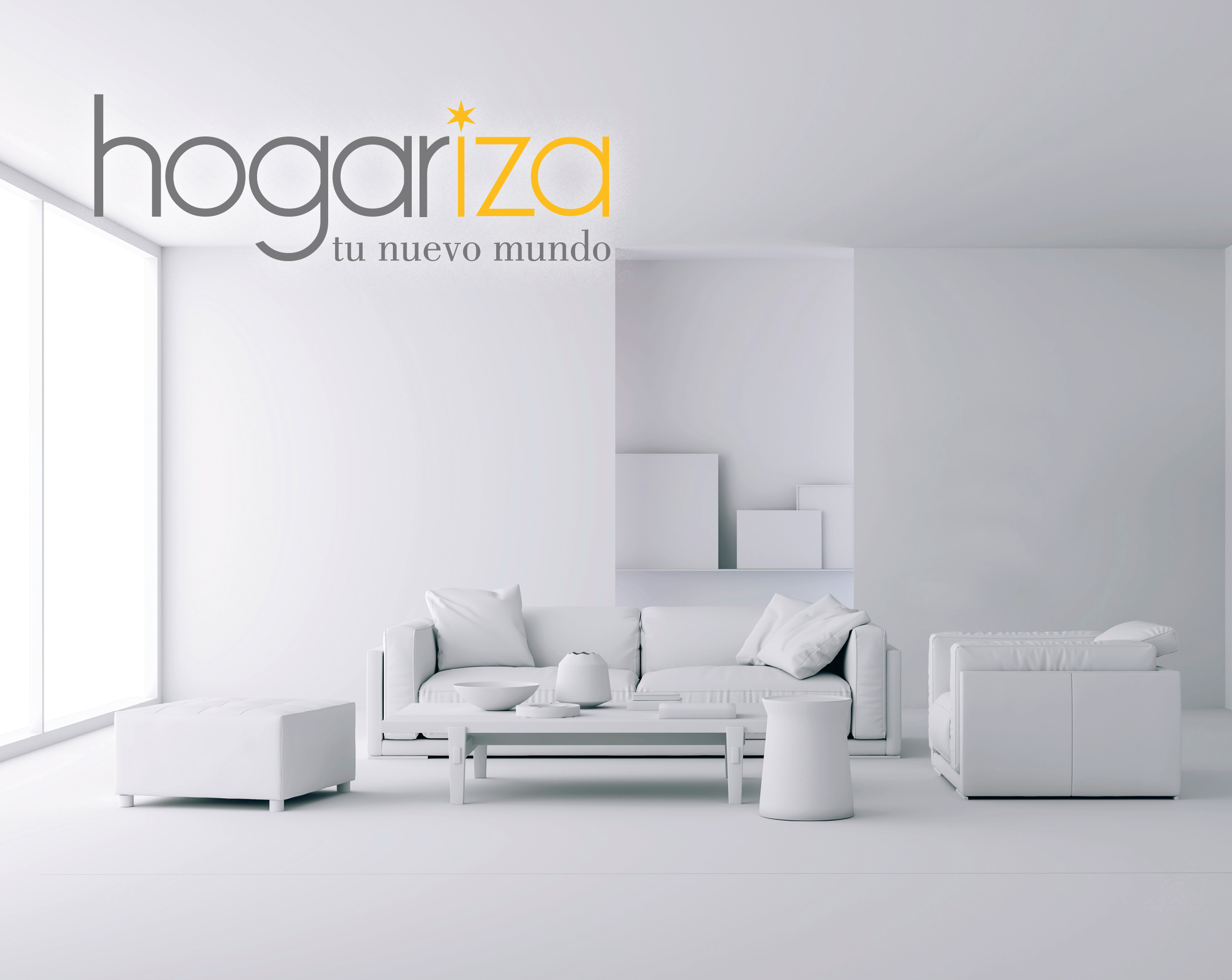 Logotipo de hogariza en un espacio residencial blanco